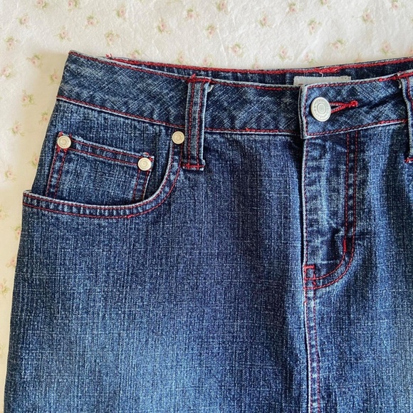 y2k 2000s contrast stitch denim mini skirt 💕 - Picture 2 of 8